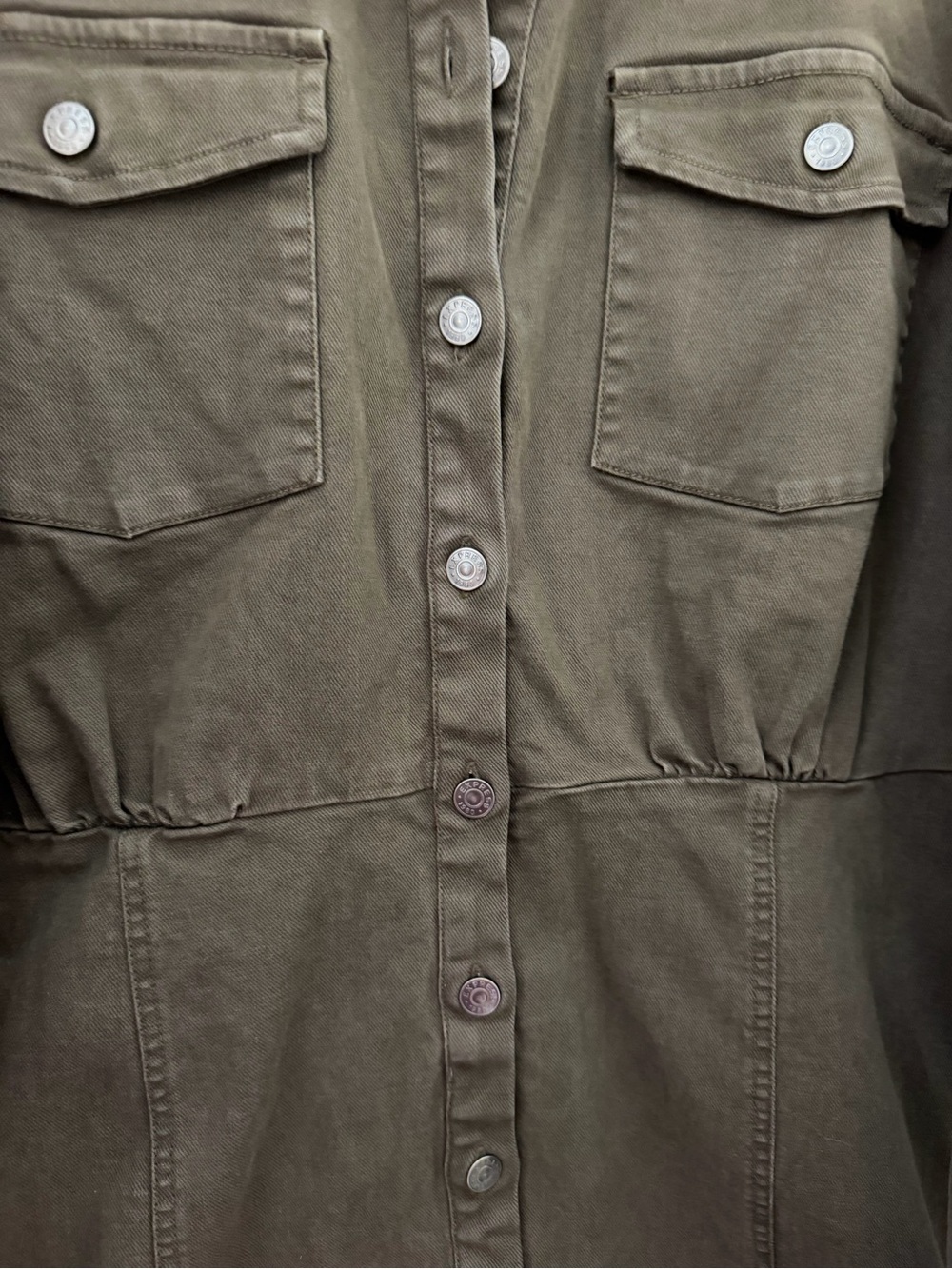 Express Olive Green Button Snap Detail Jacket - Picture 4 of 6